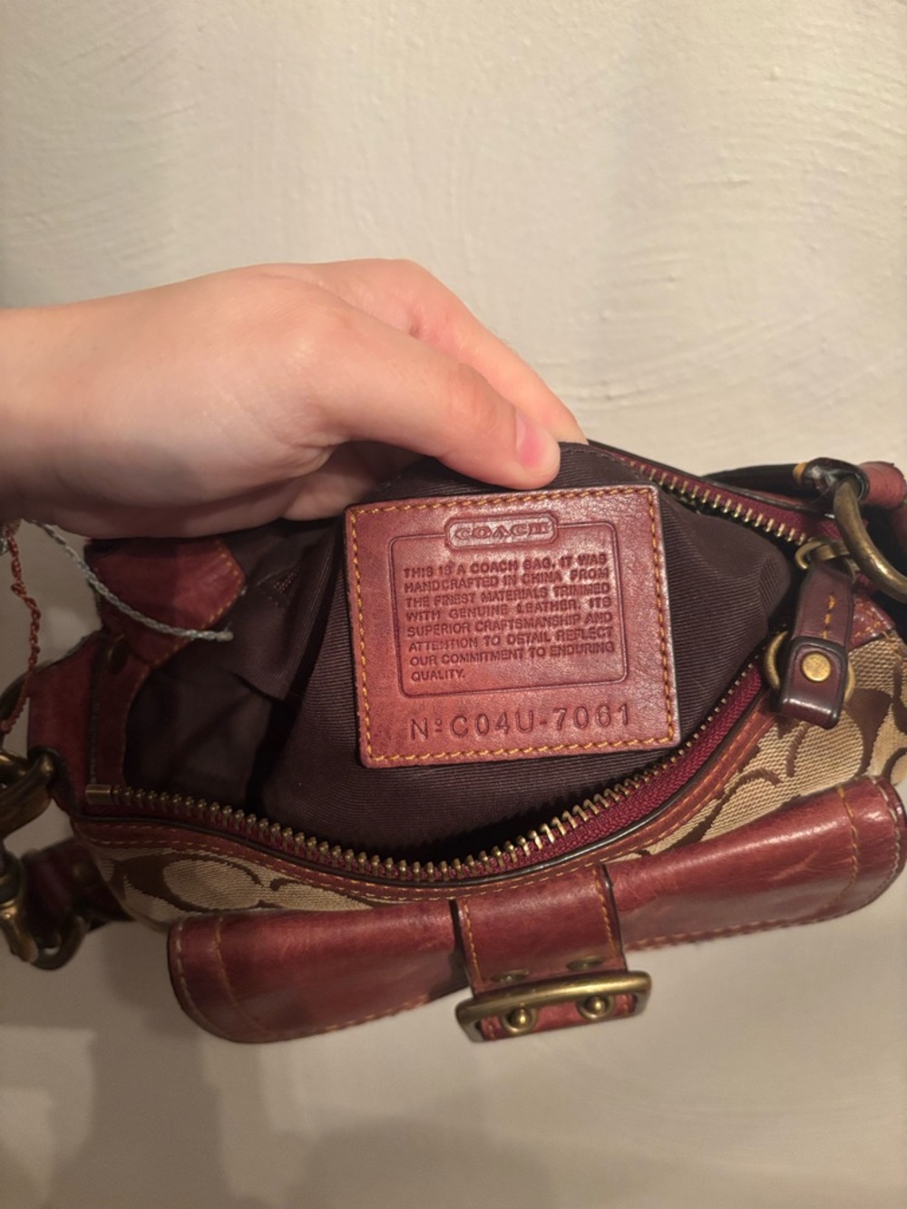 Coach Signature Canvas and Red Leather Shoulder Y2K Buckle Bag - Picture 6 of 7